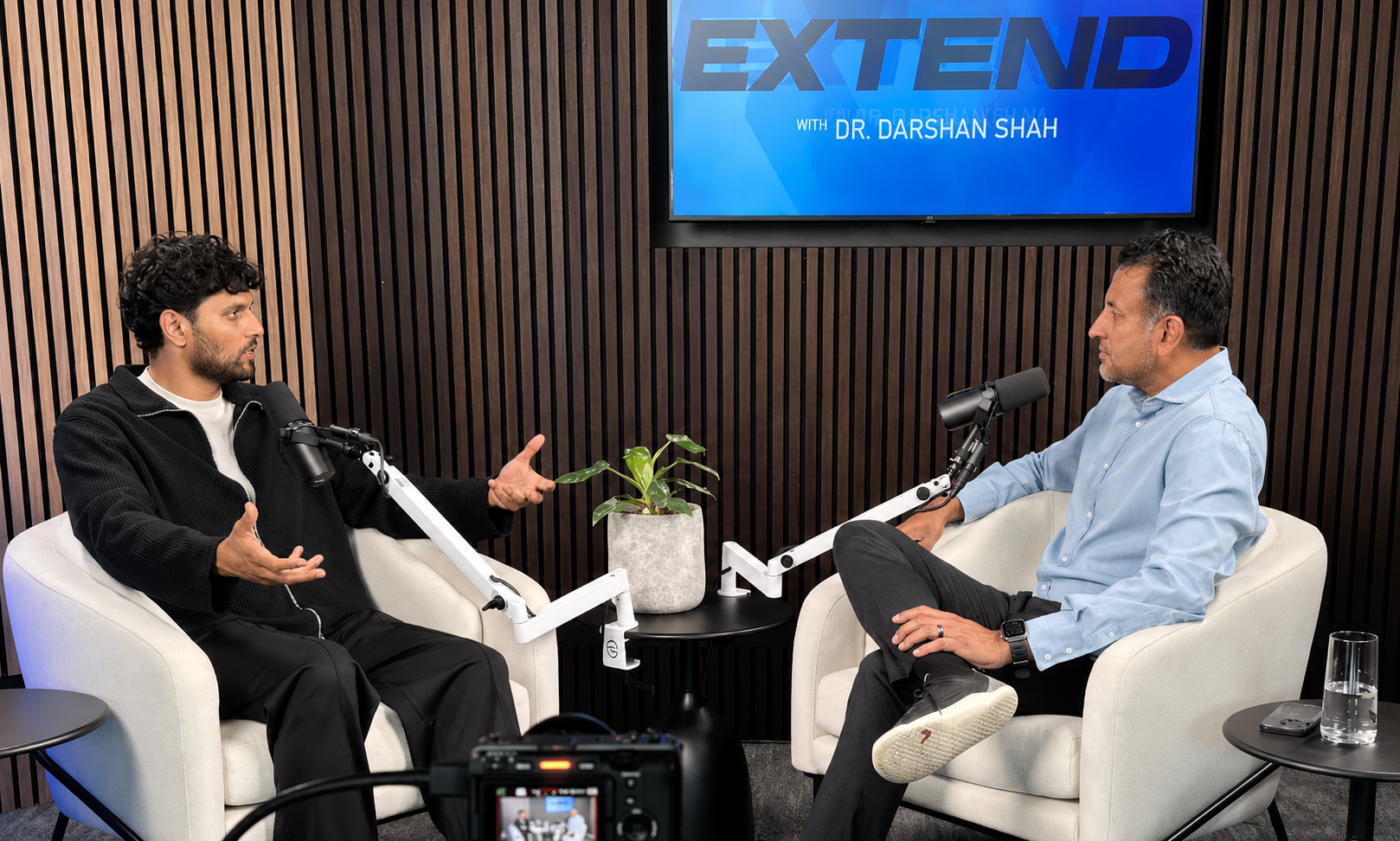 Dr. Darshan Shah recording an EXTEND podcast episode