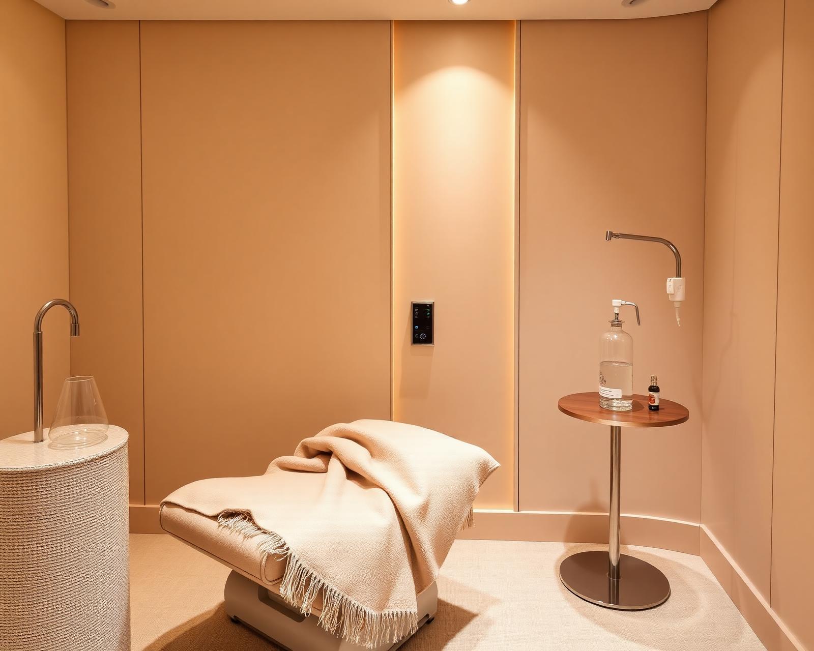 Private IV suite with cashmere throw and soft ambient lighting
